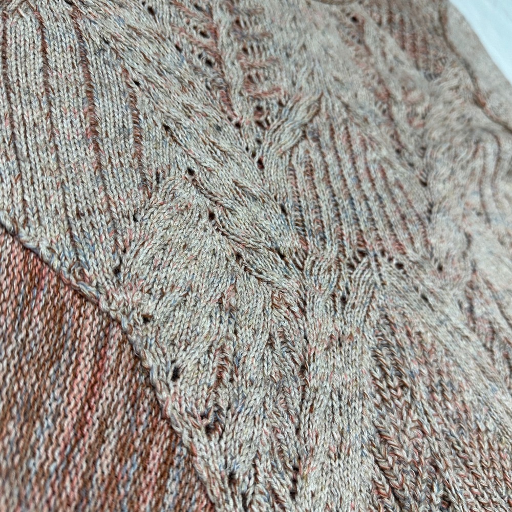 Anthropologie MOTH Anita Cable Knit Sweater Peplum Flare Earth Tone Large Boho - Picture 11 of 12